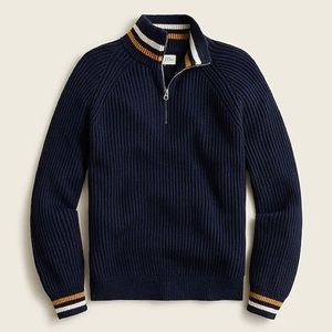 J Crew Factory Ribbed cotton half-zip sweater BC592
